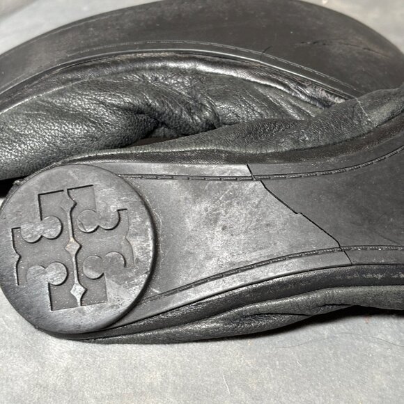 Tory Burch Eddie Bow Ballet Flats Black Leather Crystal – Women’s - Picture 5 of 5